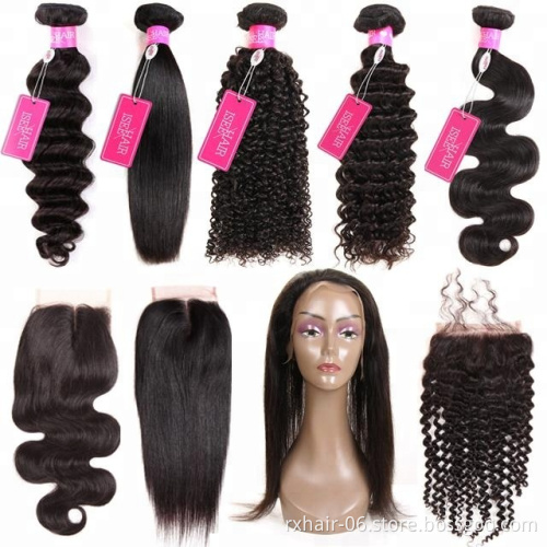 Wholesale Cuticle Aligned Unprocessed Brazilian Hair,  ISEE HAIR High Quality Virgin Human Straight Bundles with closure